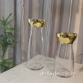 Gold umgeschnittene runde hohe Blumenvasen Glas